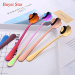 Creative Coffee Spoon Long Handle Colorful Flower Teaspoon Dessert Spoon