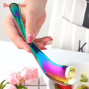 Creative Stainless Steel Dessert Spoon Fork 2 in 1 with Long Handle Kitchen Accessories