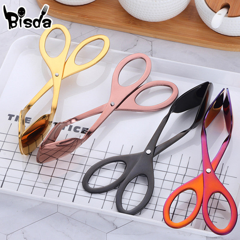 Creative kitchen utensils Food Clip Colorful Buffet Barbecue Cooking Tool Stainless Steel Bread Clip Gold Pastry Clamp Kit Tools