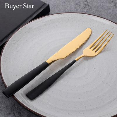 Buyerstar BlackGold Western Cutlery Set soup spoon knife fork  for Hotel Tableware