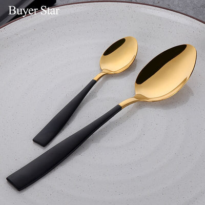 Buyerstar BlackGold Western Cutlery Set soup spoon knife fork  for Hotel Tableware