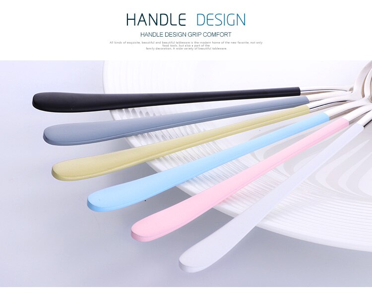Buyer Star Stainless Steel Spoons Long Handle Spoons Silver Soup Spoon Colorful