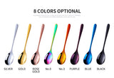 Short Handle Stainless Steel Ice Spoon Colorful Kitchen Cold Drink Fruit Mixing Spoons Coffee Ice Cream Small Dessert Scoop 1PC