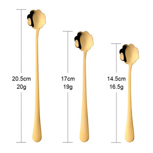 Flowers Design Spoon Long Handle Stainless Steel Dessert Tea Coffee Mixing Spoon Honey Teaspoons Drink Cafe Tableware