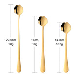 Flowers Design Spoon Long Handle Stainless Steel Dessert Tea Coffee Mixing Spoon Honey Teaspoons Drink Cafe Tableware