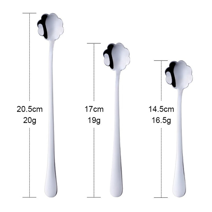 Flowers Design Spoon Long Handle Stainless Steel Dessert Tea Coffee Mixing Spoon Honey Teaspoons Drink Cafe Tableware