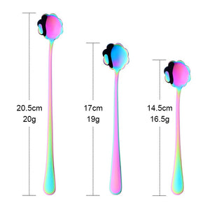 Flowers Design Spoon Long Handle Stainless Steel Dessert Tea Coffee Mixing Spoon Honey Teaspoons Drink Cafe Tableware