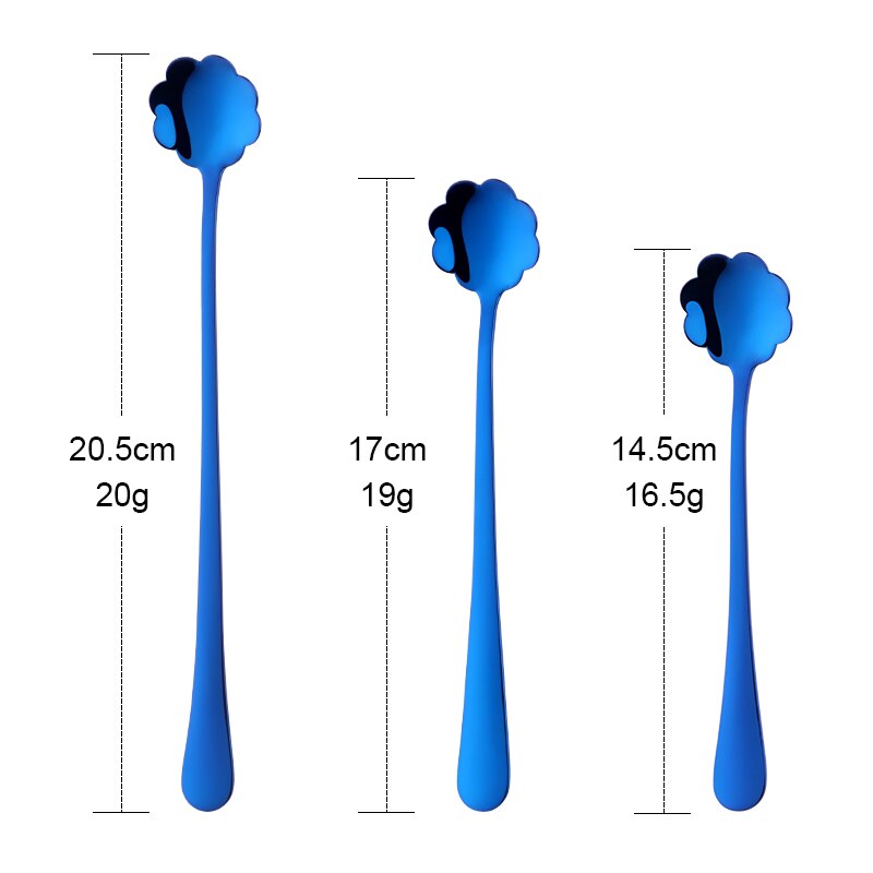Flowers Design Spoon Long Handle Stainless Steel Dessert Tea Coffee Mixing Spoon Honey Teaspoons Drink Cafe Tableware