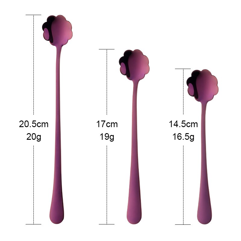 Flowers Design Spoon Long Handle Stainless Steel Dessert Tea Coffee Mixing Spoon Honey Teaspoons Drink Cafe Tableware