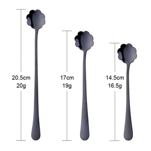 Flowers Design Spoon Long Handle Stainless Steel Dessert Tea Coffee Mixing Spoon Honey Teaspoons Drink Cafe Tableware