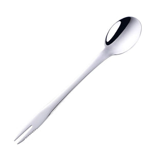 Stainless Steel Dessert Spoon with Serrated Edge Spoon Fork Knife 3 in 1 Kitchen Tools