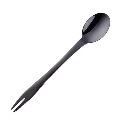 Stainless Steel Dessert Spoon with Serrated Edge Spoon Fork Knife 3 in 1 Kitchen Tools