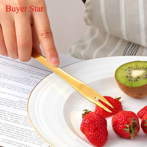 Stainless Steel Dessert Spoon with Serrated Edge Spoon Fork Knife 3 in 1 Kitchen Tools