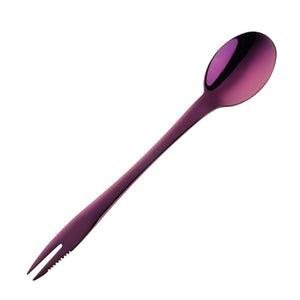 Stainless Steel Dessert Spoon with Serrated Edge Spoon Fork Knife 3 in 1 Kitchen Tools