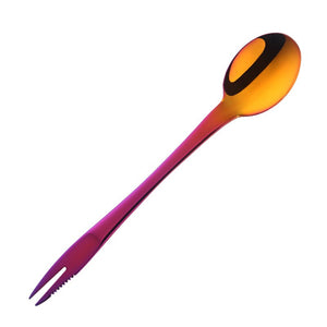 Stainless Steel Dessert Spoon with Serrated Edge Spoon Fork Knife 3 in 1 Kitchen Tools