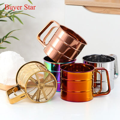 Buyerstar Stainless Steel Flour Sifter Sugar Shaker Sieve Cup With Handle Baking Tools