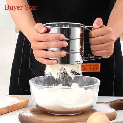 Buyerstar Stainless Steel Flour Sifter Sugar Shaker Sieve Cup With Handle Baking Tools