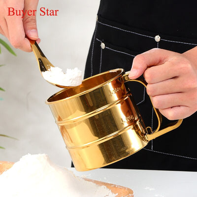 Buyerstar Stainless Steel Flour Sifter Sugar Shaker Sieve Cup With Handle Baking Tools