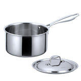 Stainless Steel Milk Pot 3 layers Bottom Butter Chocolate Melted Pan Long handle Pot with Lid