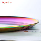 Buyerstar 4-Piece Stainless Steel Dinner Plates Dessert Salad Plates Set 9.1 Inch Dishwasher Safe