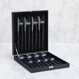 Buyerstar Portugal Cutlery Set Black Gold Dinnerware Knives Forks teaspoons Flatware Set