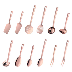 12PCS Stainless Steel Kitchen Utensils Soup Ladle Colander Spoon Shovel Spatula Meat Fork Non-stick Cooking Tool Kitchenware Set
