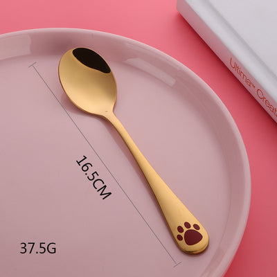 Cute Cat Foot New Design Tableware Gold Cutlery Sets 304 Stainless Steel