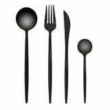 Buyerstar Portugal Cutlery Set Black Gold Dinnerware Knives Forks teaspoons Flatware Set