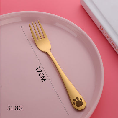 Cute Cat Foot New Design Tableware Gold Cutlery Sets 304 Stainless Steel