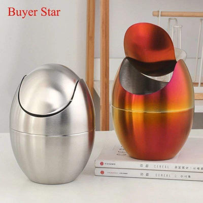 Buyerstar Gold Mini Metal Waste Bin Desktop Garbage Basket