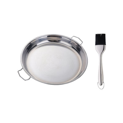 Buyerstar Stainless Steel Round Dinner Plate with Double Ear Handle